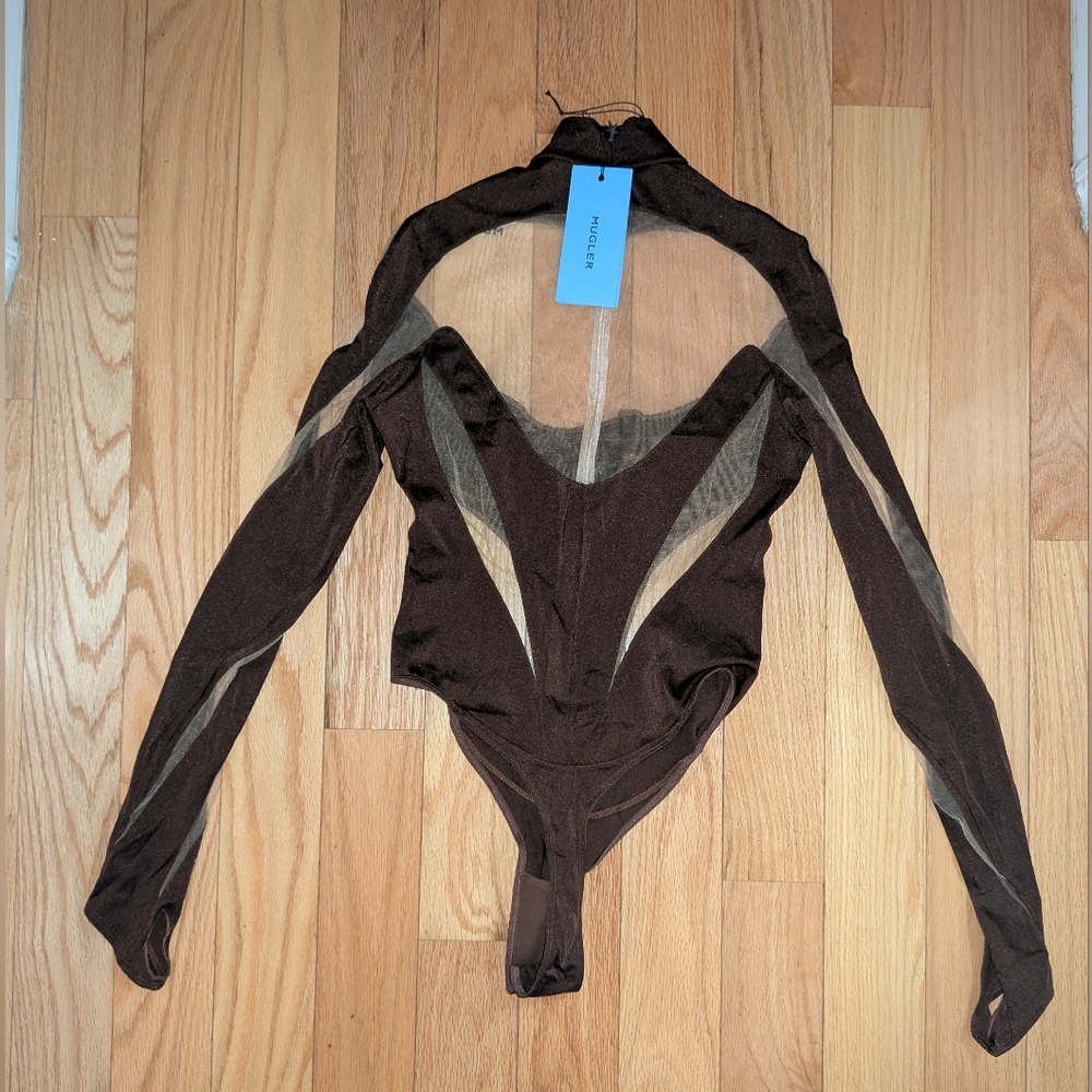 3S. NWT MUGLER ILLUSION MESH INSERT BODYSUIT SIZE FR 36 / US 4 - Picture 11 of 15